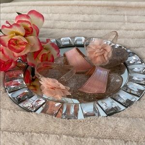 Glittery Jellies Pink Flower Sandals